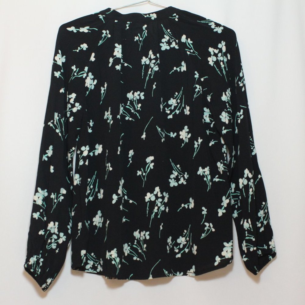 J Crew Long Sleeve Popover Shirt Black Floral